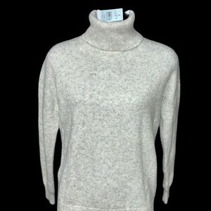 LOFT Stitchy Turtleneck Sweater Light Gray NEW with tag